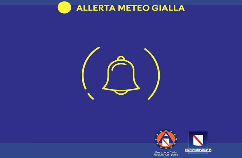 Campania, allerta meteo Gialla dalla mezzanotte