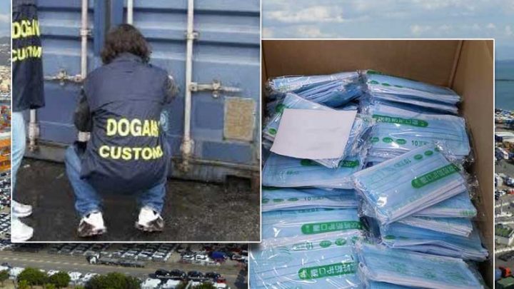 Maxi-sequesto di mascherine chirurgiche al Porto di Salerno