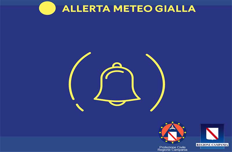 Campania, allerta meteo gialla fino alla mezzanotte di oggi