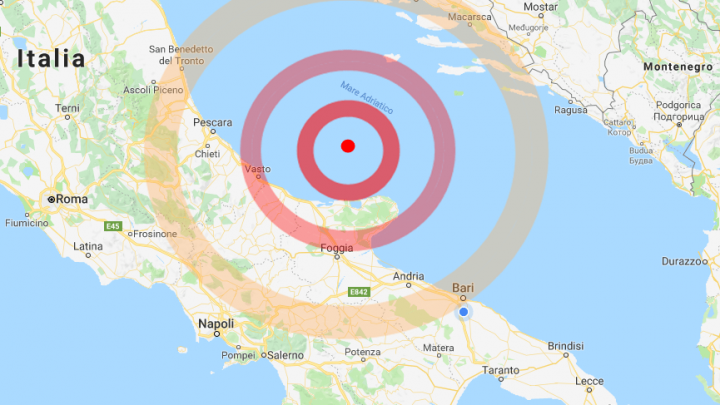 Alle 14:47 forte scossa di terremoto nell’Adriatico, avvertita anche in Campania