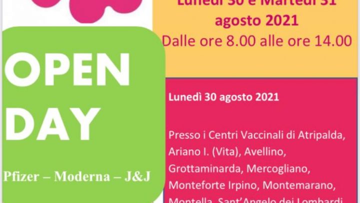 Asl Avellino, Open Day Pfizer-Moderna-J&J