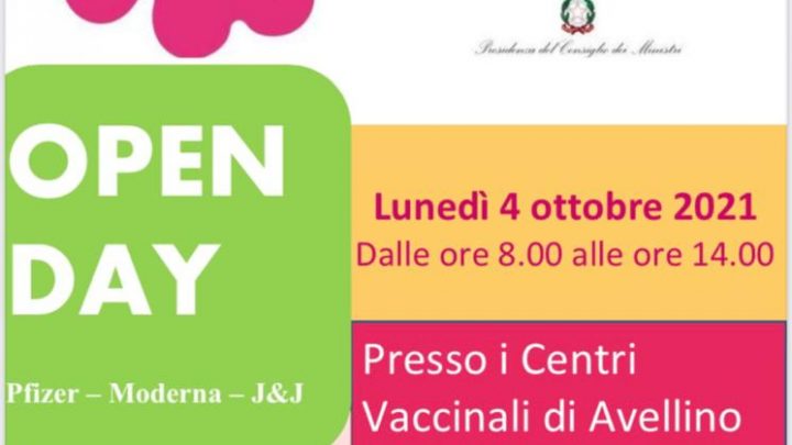 Vaccinazioni anti-covid in Irpinia, open day il 4 ottobre