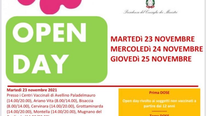 Asl Avellino, Campagna vaccinale anti-Covid: Open Day martedì, mercoledì e giovedì