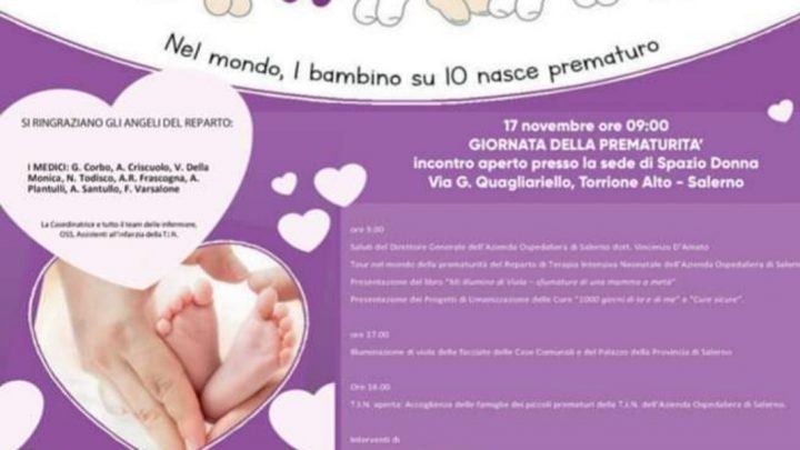 “Ruggi” Salerno, iniziativa di sensibilizzazione nella Giornata Internazionale della Prematurità