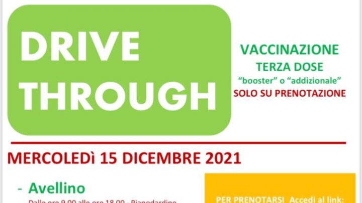 Irpinia, dal 15 dicembre drive through su prenotazione
