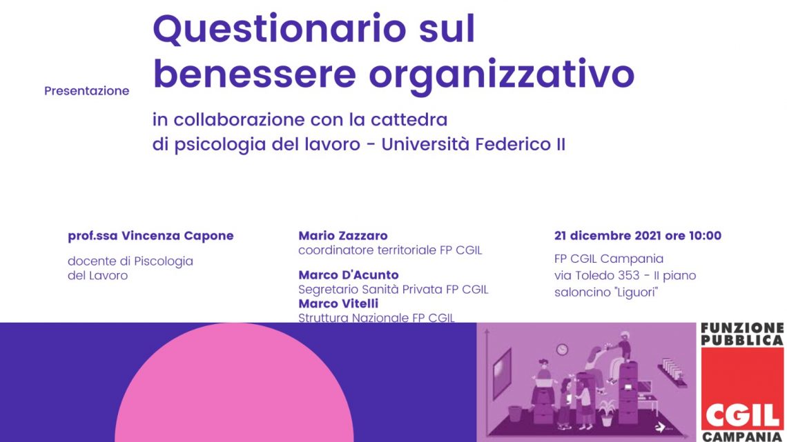 Fp Cgil, “Questionario sul benessere organizzativo”
