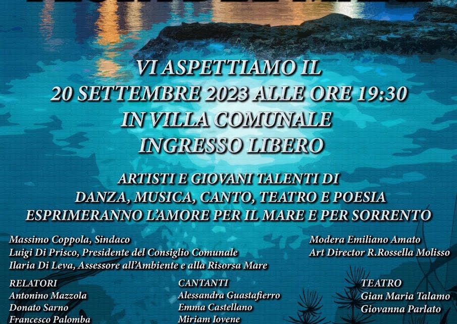 Sorrento celebra la “Festa del mare”, mercoledì 20 settembre alla villa comunale Salve D’Esposito