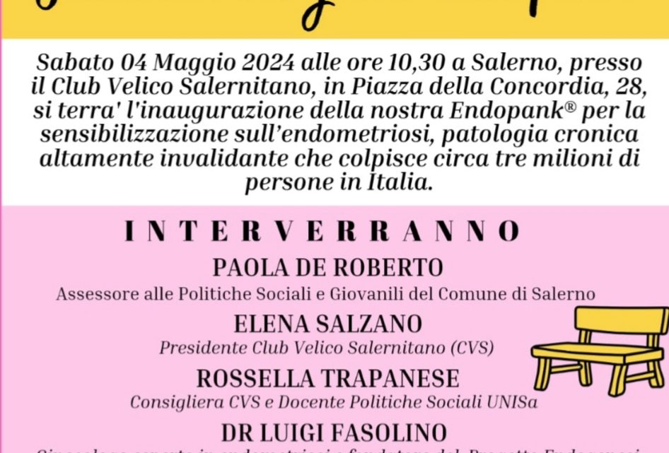 Club Velico Salernitano, domani inaugurazione della panchina gialla