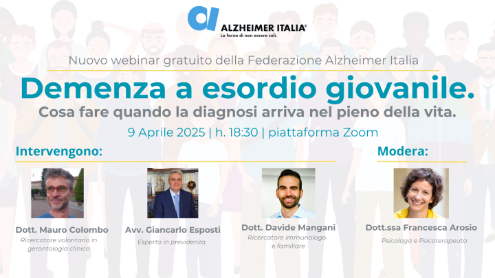 Domani webinar gratuito sull’Alzheimer: l’insorgere della demenza in età giovanile