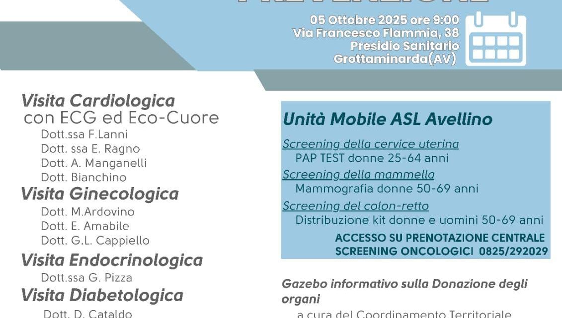 Irpinia, la salute scende in piazza: al via il primo “Check-up Day” dedicato alla prevenzione