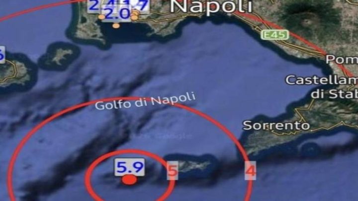 Scossa di magnitudo 5,9 nel Golfo di Napoli