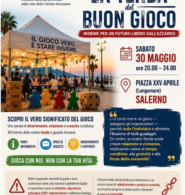 La Caritas, a Salerno iniziativa contro  le ludopatie: “La tenda del buon gioco”