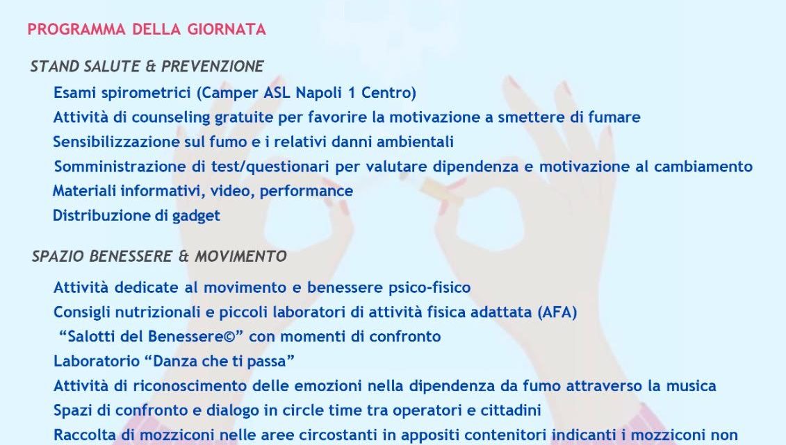 Asl Napoli 1, giornata mondiale “Non Tobacco day”