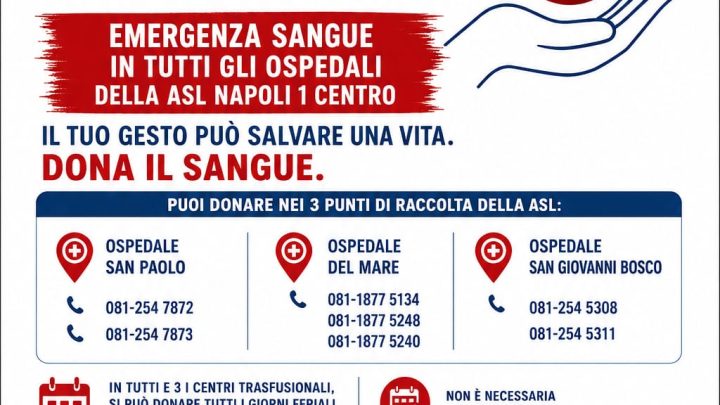 Azienda sanitaria locale Na 1 Centro, ritorna l’emergenza sangue